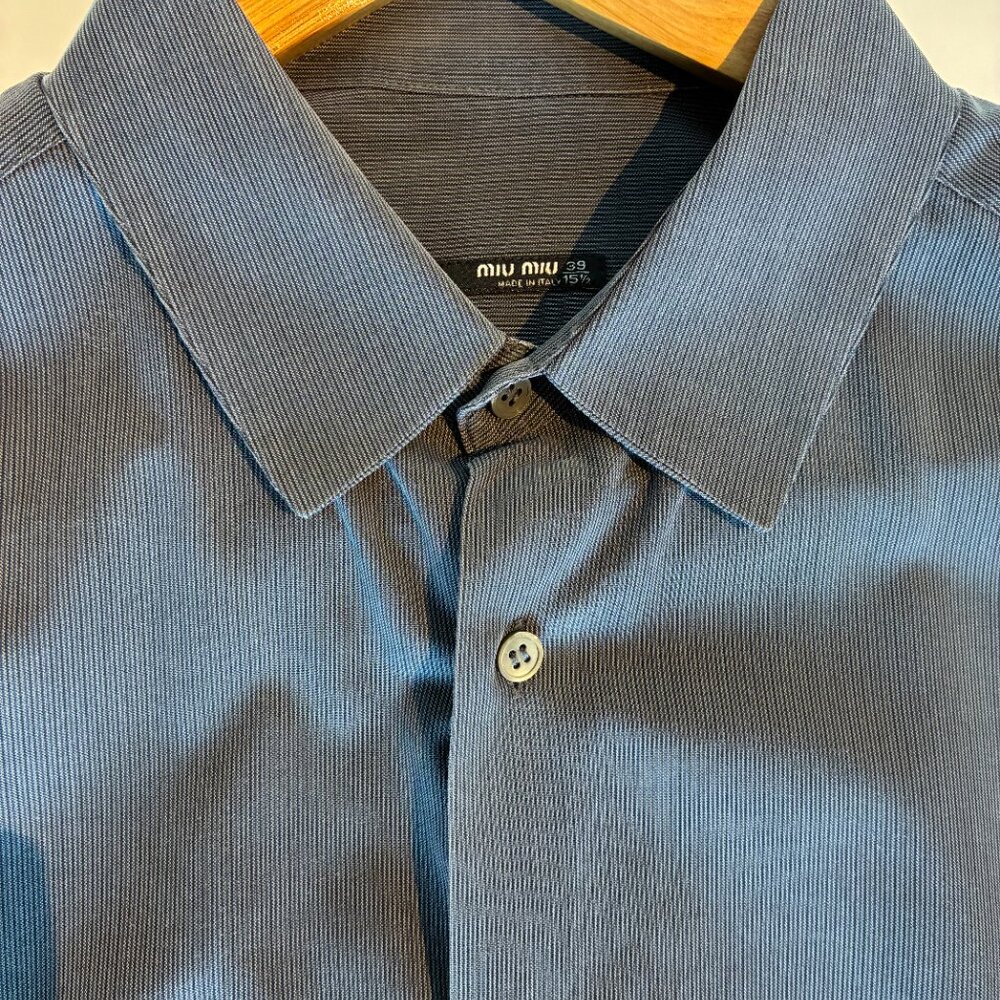 MIU MIU vintage men's dress shirt gray striped size 15.5